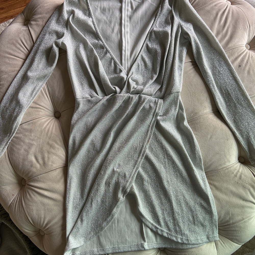 Elegant Silver Wrap Dress